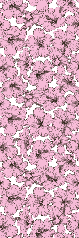 Vinyl teppich natur mit pinkem hibiskusmuster - TenStickers