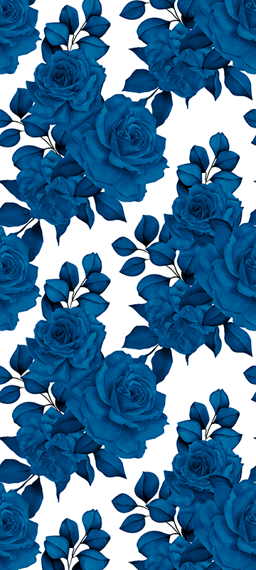 Vinyl teppich natur "neue nostalgie" blaue blumen - TenStickers