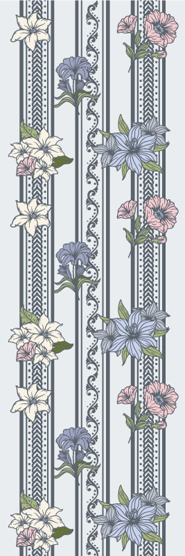 Vinyl teppich vintage mit floralem streifenmuster - TenStickers