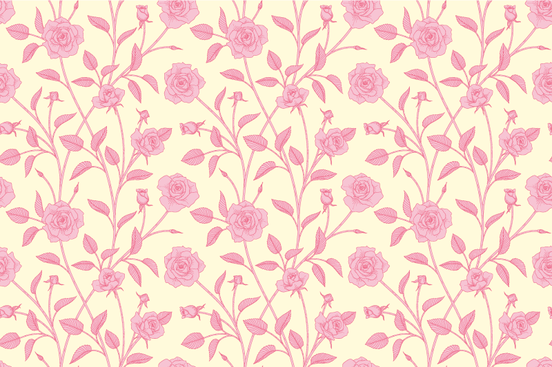 Vinyl teppich vintage kleine rosen auf rosa hintergrund - TenStickers