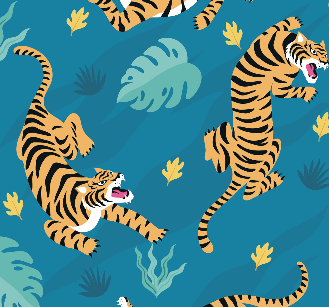 Vinyl teppich tiere tiger tapete - TenStickers