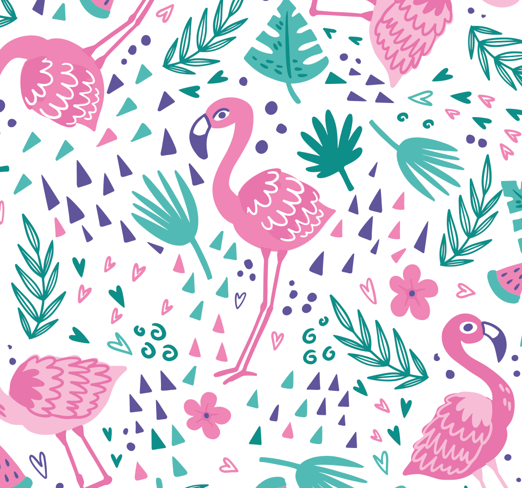 Vinyl teppich tiere mit flamingo-muster - TenStickers