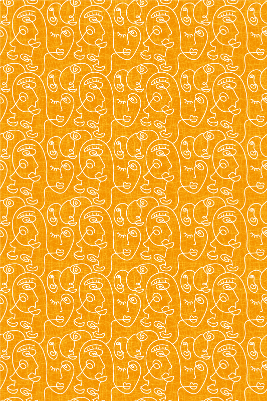 Vinyl teppich textur mit abstrakten orangefarbenen frauen - TenStickers