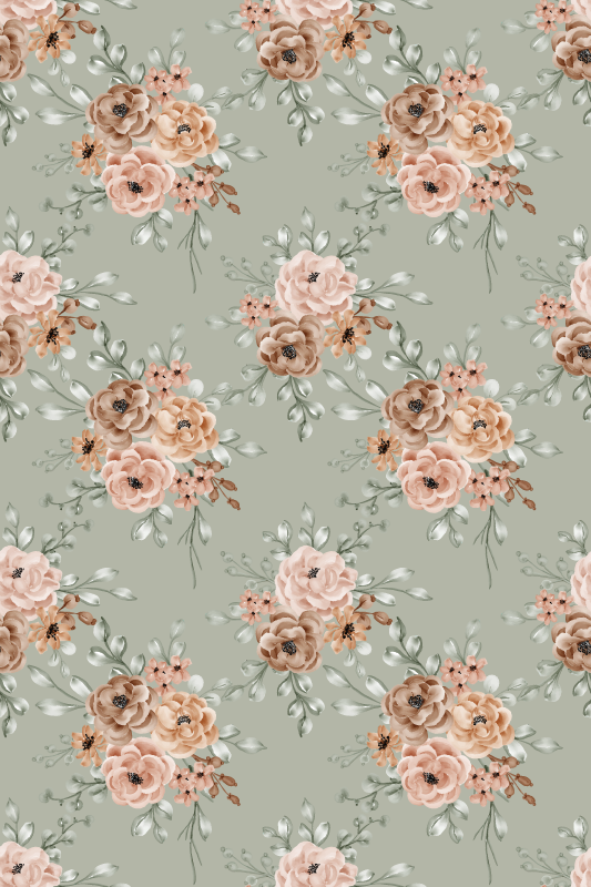 Vinyl teppich vintage mit vintage-rosen auf mintgrün - TenStickers