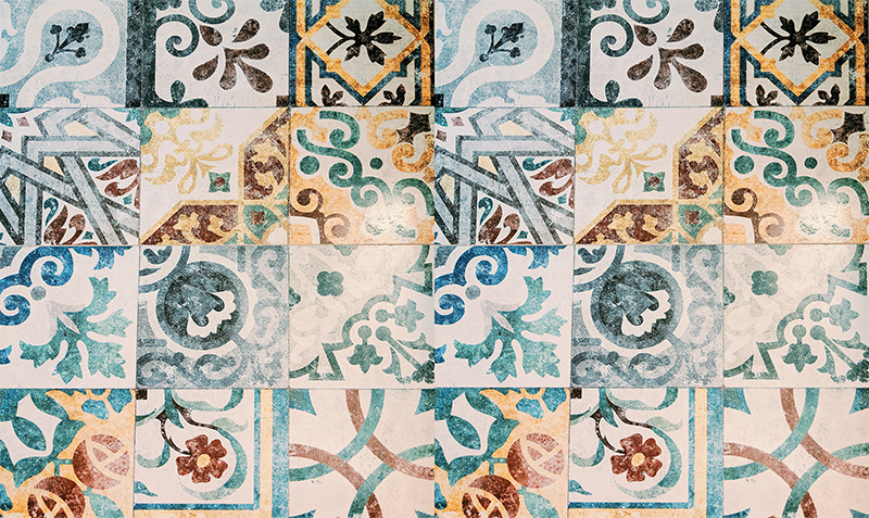 Vinyl teppich vintage im retro-mosaikdesign - TenStickers