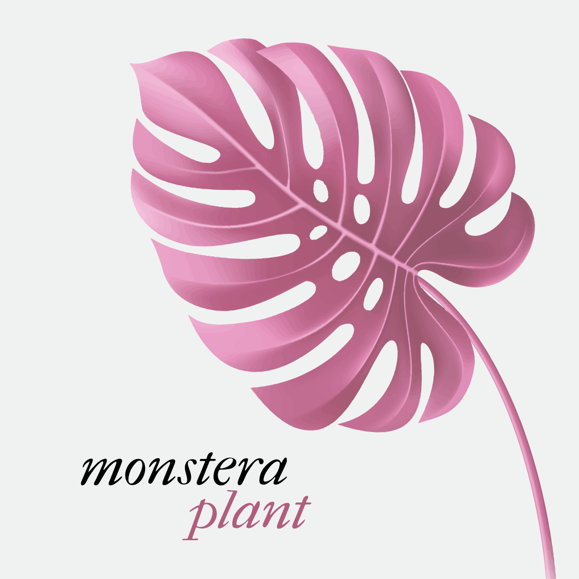 Vinyl teppich text im pinken minimalistischen monstera stil - TenStickers