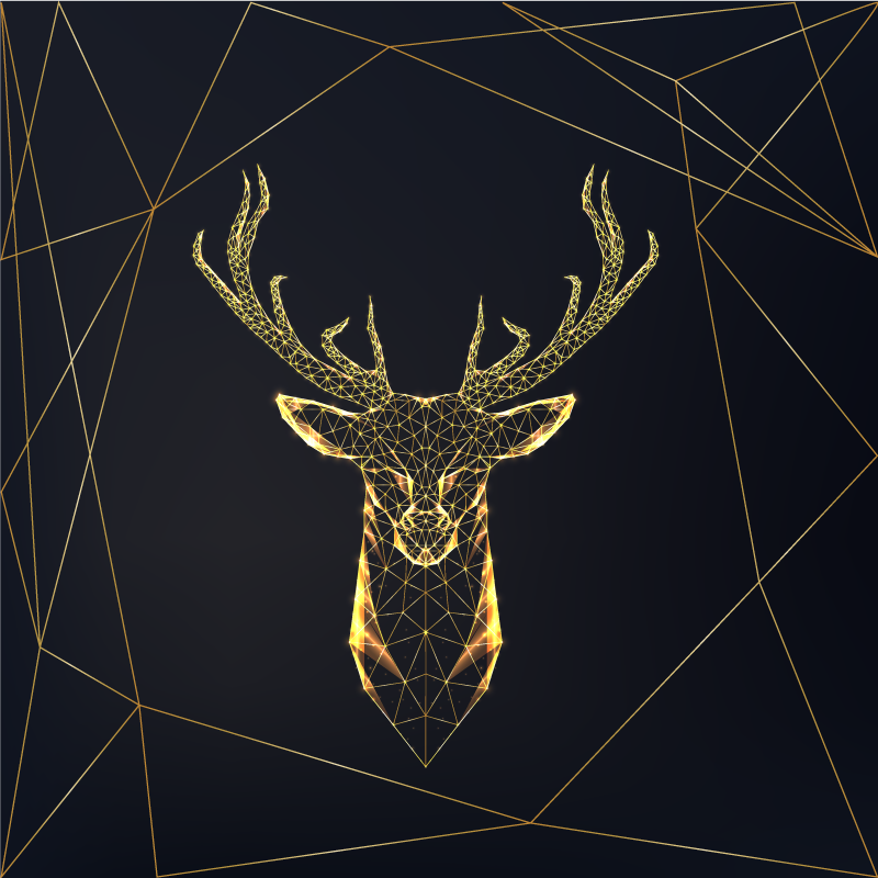 Vinyl teppich geometrisch mit goldenem hirsch - TenStickers