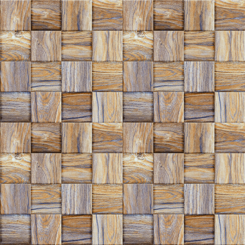 Vinyl teppich geometrisch 80er jahre holzimitat mosaik - TenStickers