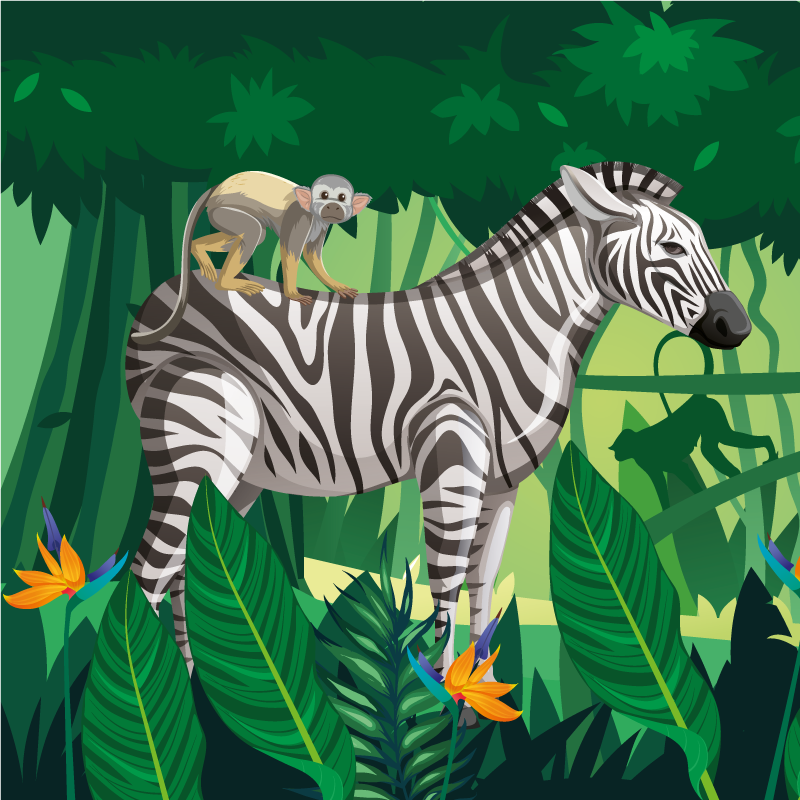 Vinyl teppich kinderzimmer giraffe zebra affe 4er set - TenStickers