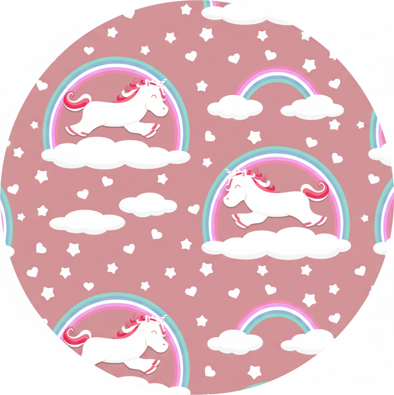 Vinyl teppich kinderzimmer mit einhorn und regenbogen muster - TenStickers