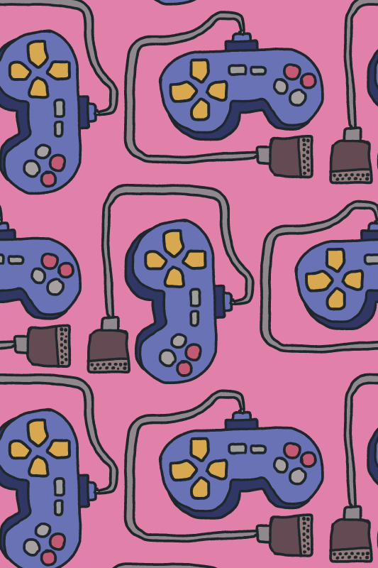 Vinyl teppich spiele im retro controller design - TenStickers