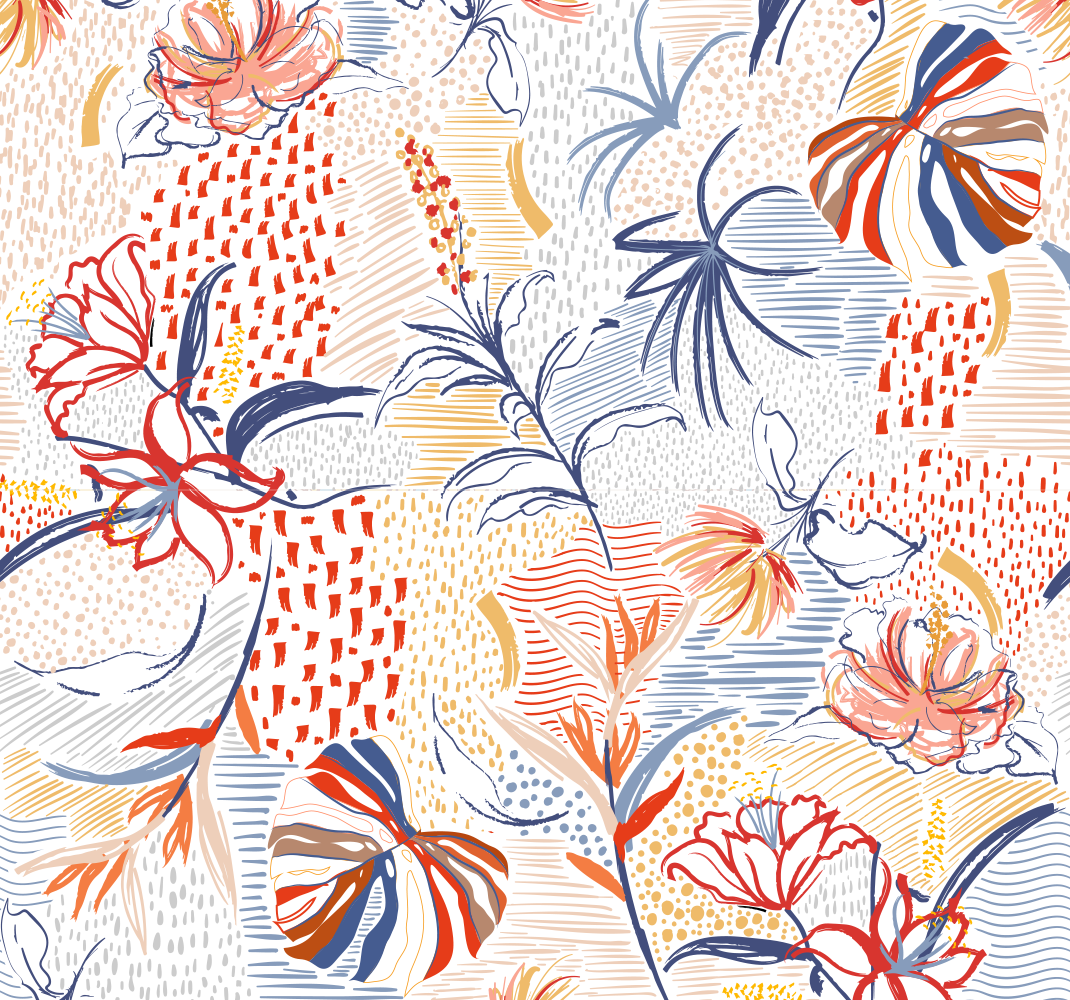 Vinyl teppich wohnzimmer mit ornamentalem blumenmuster - TenStickers