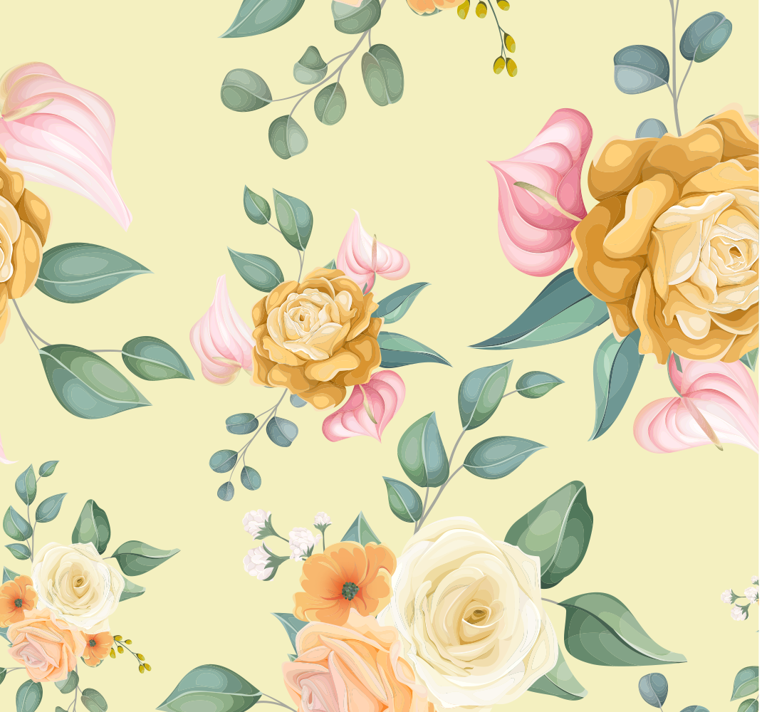 Vinyl teppich wohnzimmer mit gelben rosen im vintage-stil - TenStickers