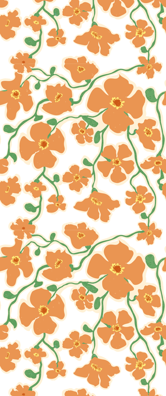 Vinyl teppich wohnzimmer mit grünen orangen gänseblümchen - TenStickers