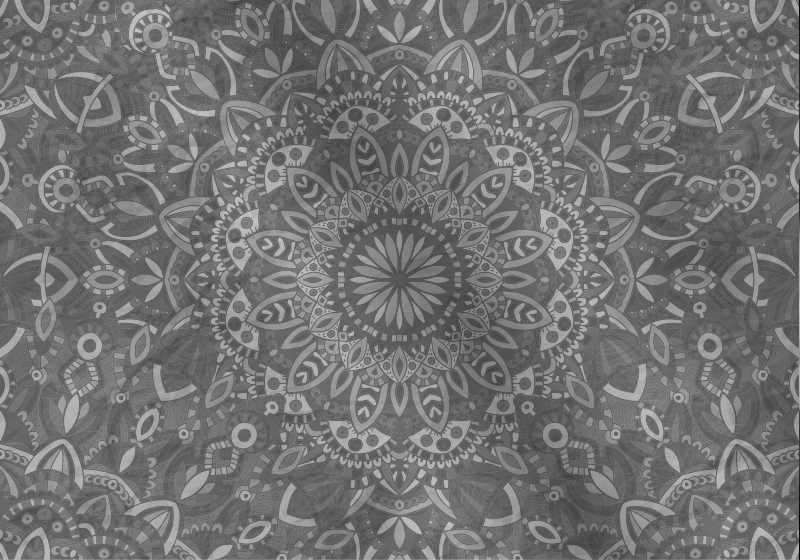 Vinyl teppich grau mit filigranem mandala-muster - TenStickers
