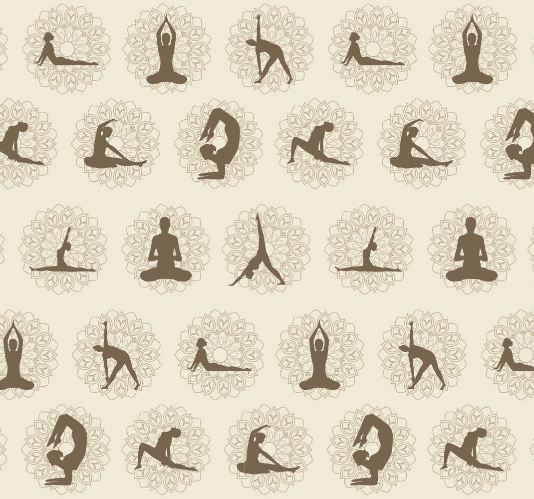 Vinyl teppich beige mit braunen yoga-icons - TenStickers