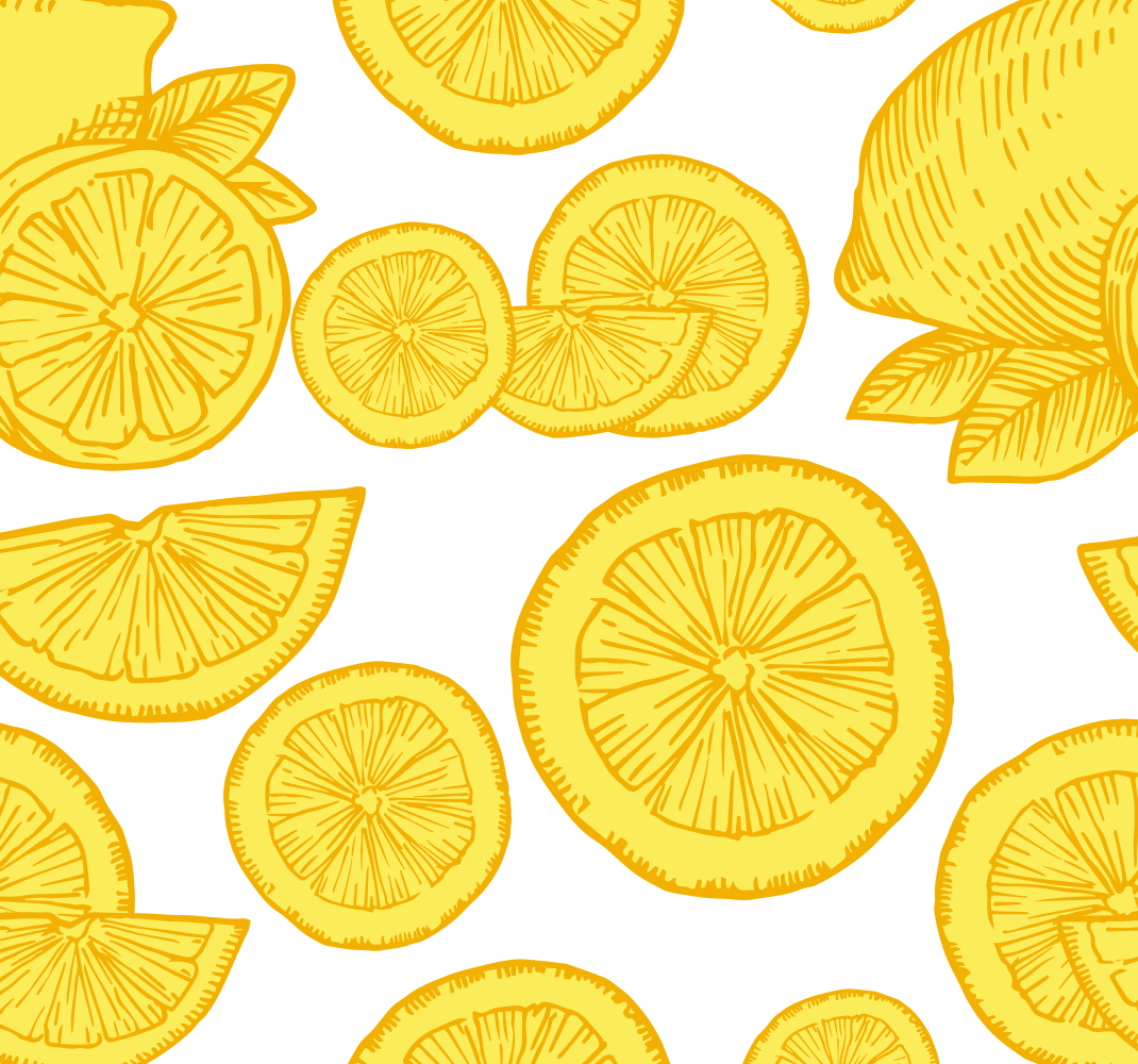 Vinyl teppich gelb mit orange und zitronen skizze - TenStickers