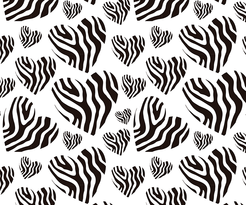 Vinyl teppich weiß zebra tierdruck herz - TenStickers