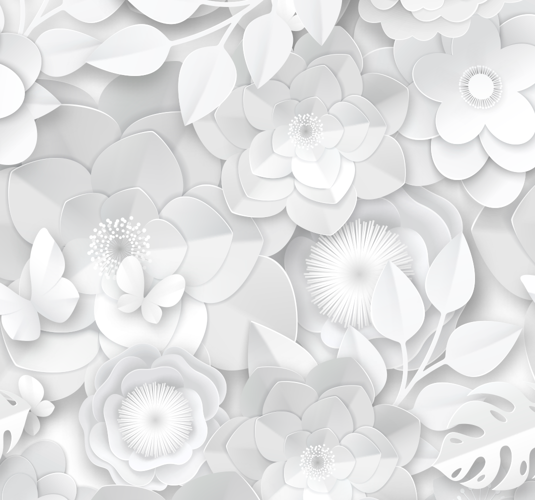 Vinyl teppich weiß mit 3d weißen blumen - TenStickers