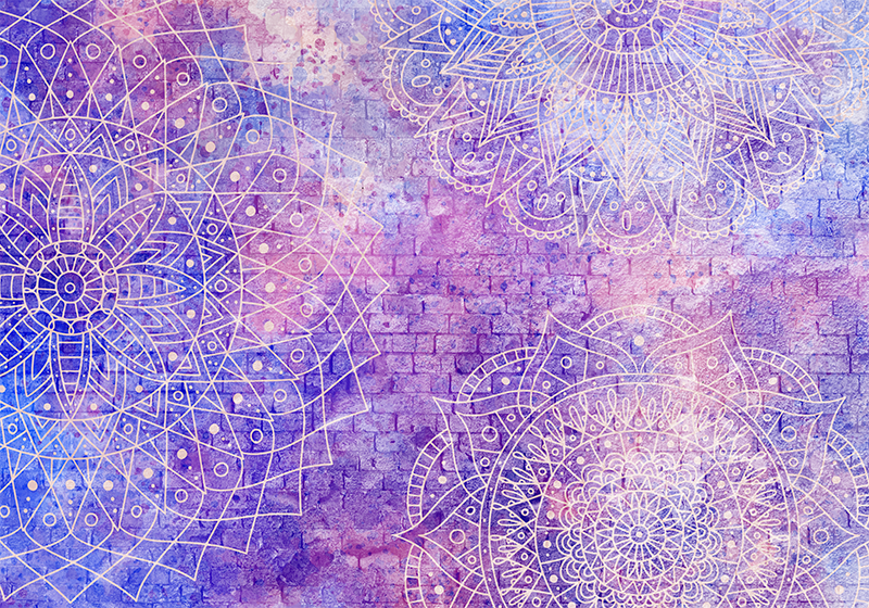 Vinyl teppich lila ziegelwand mit mandala-muster - TenStickers