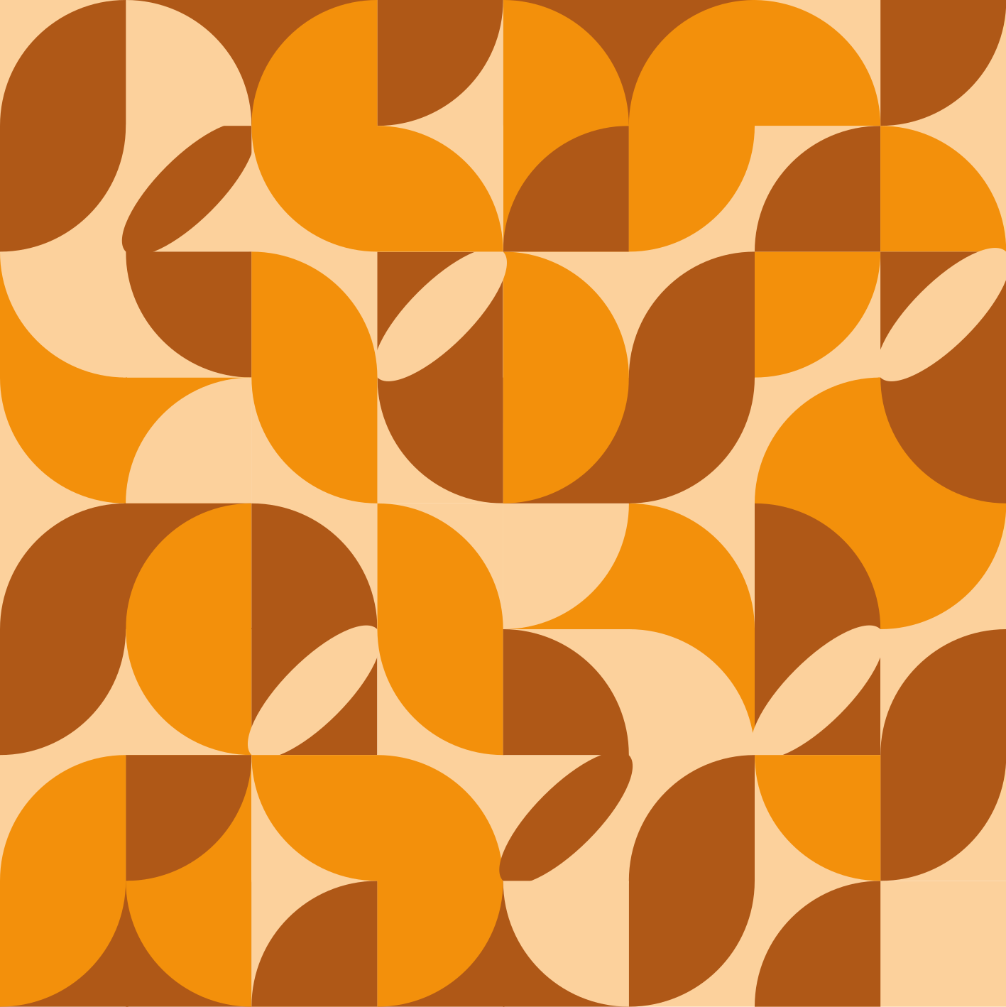 Vinyl teppich orange mit retro orangen figuren - TenStickers