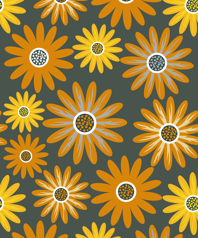 Vinyl teppich orange mit orangefarbenen gänseblümchen - TenStickers