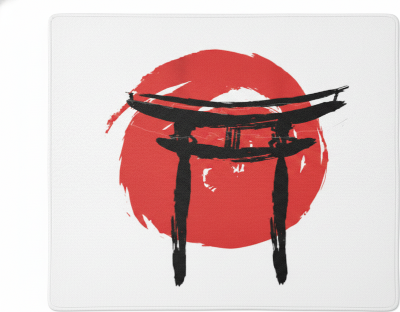 Vinyl teppich rot mit japanisch bemaltem tor - TenStickers