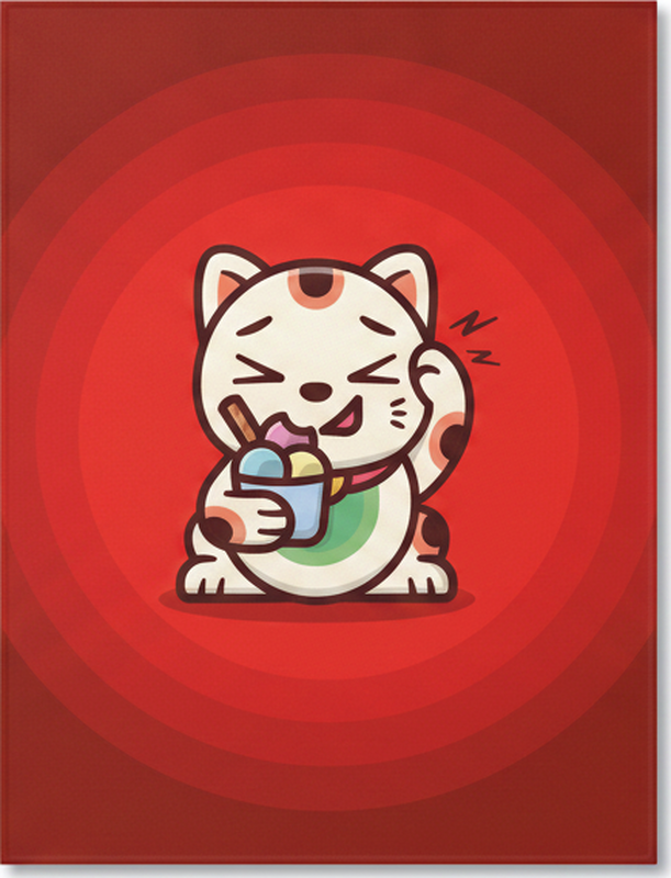 Roter vinyl teppich mit süßer katze und eiscreme - TenStickers