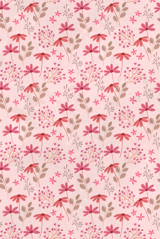 Vinyl teppich rosa mit kleinen pinken blumen - TenStickers