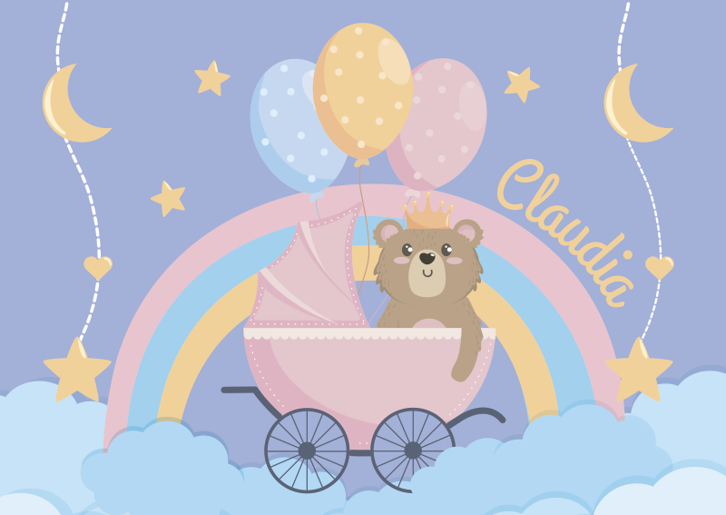 Personalisierter bär babys vinyl teppich - TenStickers