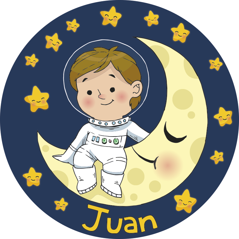 Junge astronaut mit namen kinder vinyl teppich - TenStickers