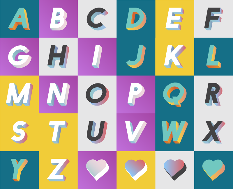 Moderner alphabet vinyl teppich - TenStickers