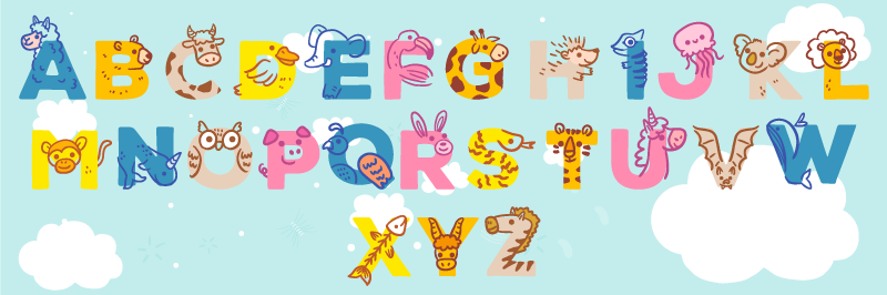 Wunderbare kinder vinyl alphabet teppich mit tieren - TenStickers