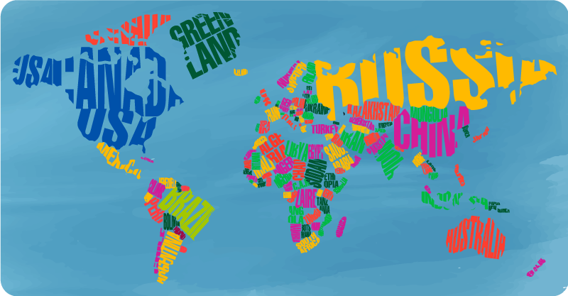 Wunderschöne farbige länder weltkarte vinyl teppich - TenStickers