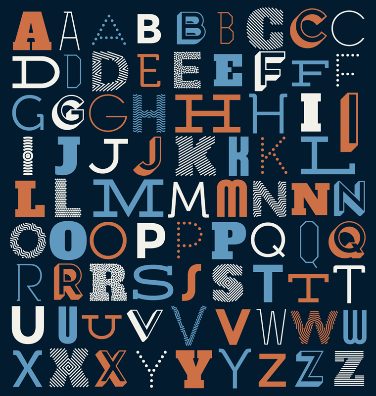 Typografisches alphabet vinylmatte abc - TenStickers