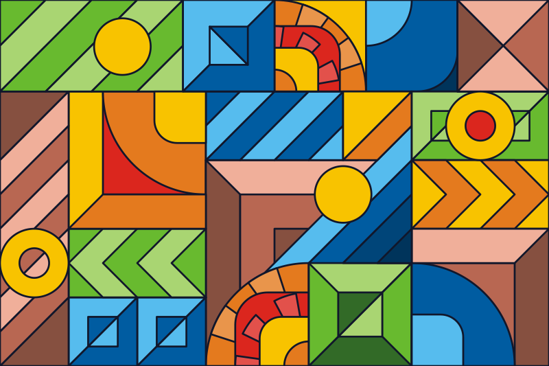 Erstaunlich farbige abstrakte mosaik vinyl teppich - TenStickers