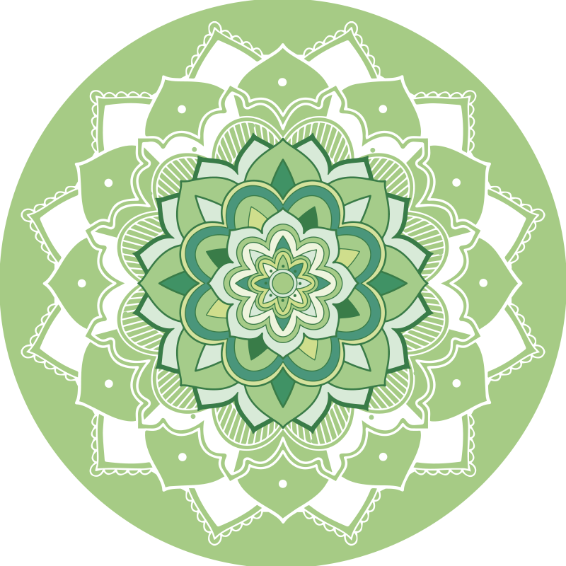 Grüner floraler mandala-vinylteppich - TenStickers