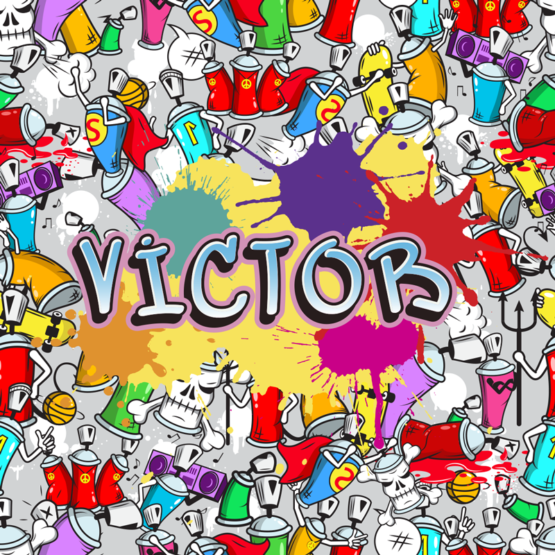 Mehrfarbiger graffiti-vinylteppich mit namen - TenStickers