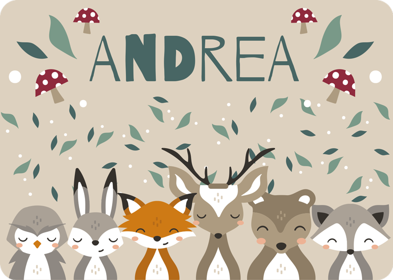 Personalisierte kleine tiere vinyl teppich mit namen - TenStickers