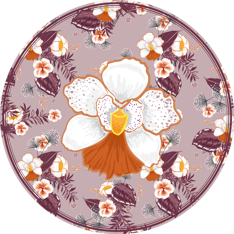 Vinyl Teppich Blumen kreis mit blumenmuster - TenStickers
