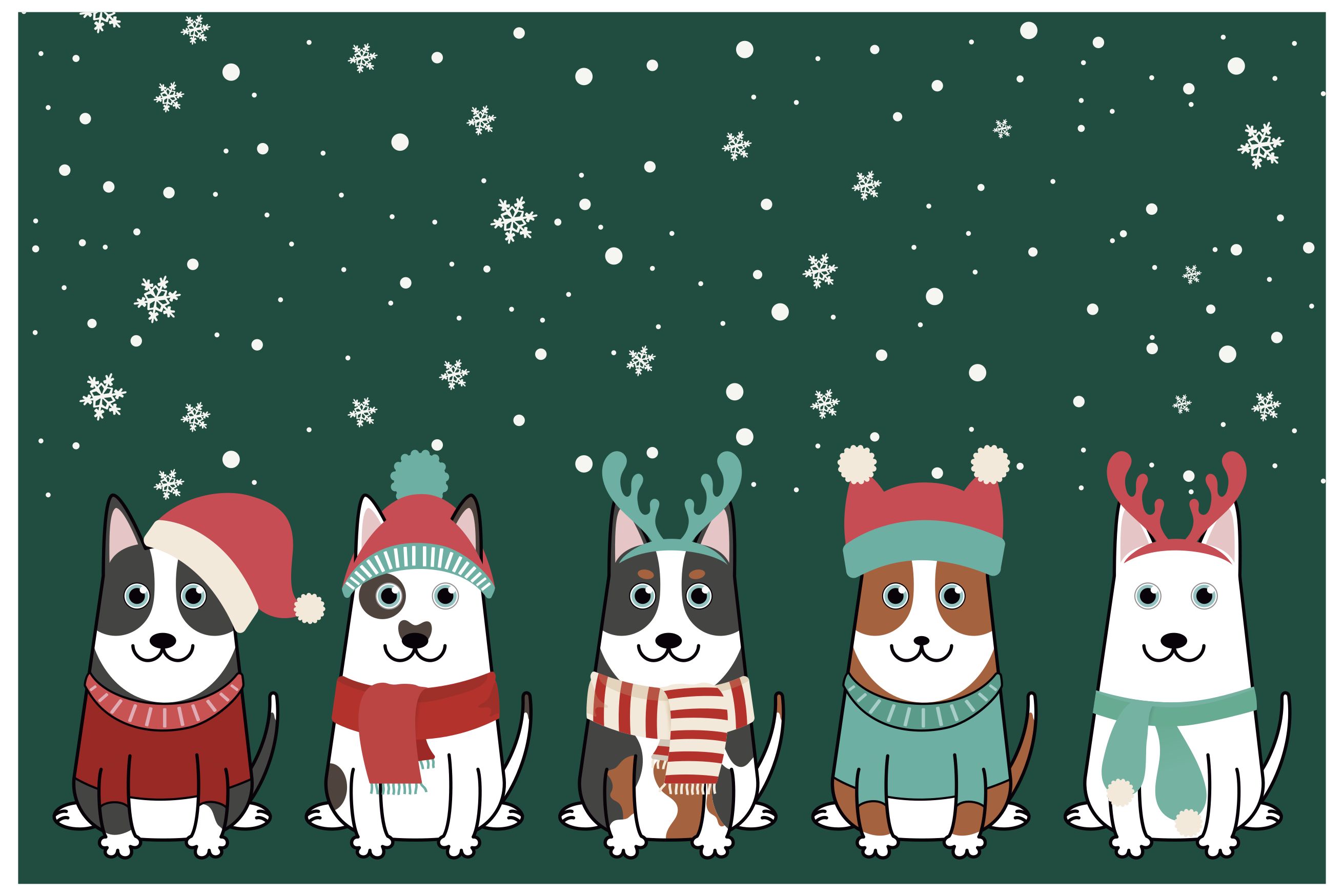 Vinyl Teppich Weihnachten festliches hunde ensemble Vinyl Teppich Weihnachten festliches hunde ensemble - TenStickers
