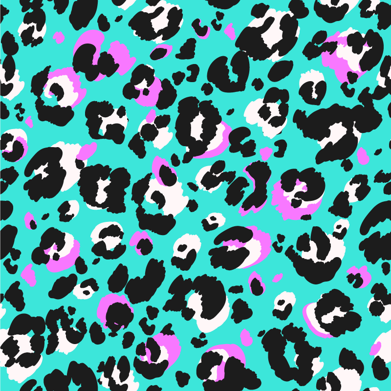 Vinylteppich Animal Print Neon leopardenmuster - TenStickers
