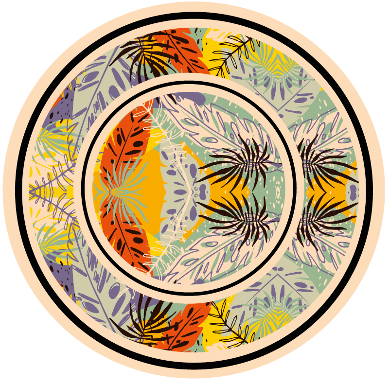 Vinyl Teppich Blumen botanisches kreismotiv - TenStickers