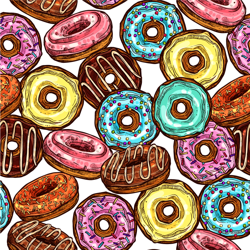 Vinyl Teppich kindlich bunte donut-sammlung - TenStickers