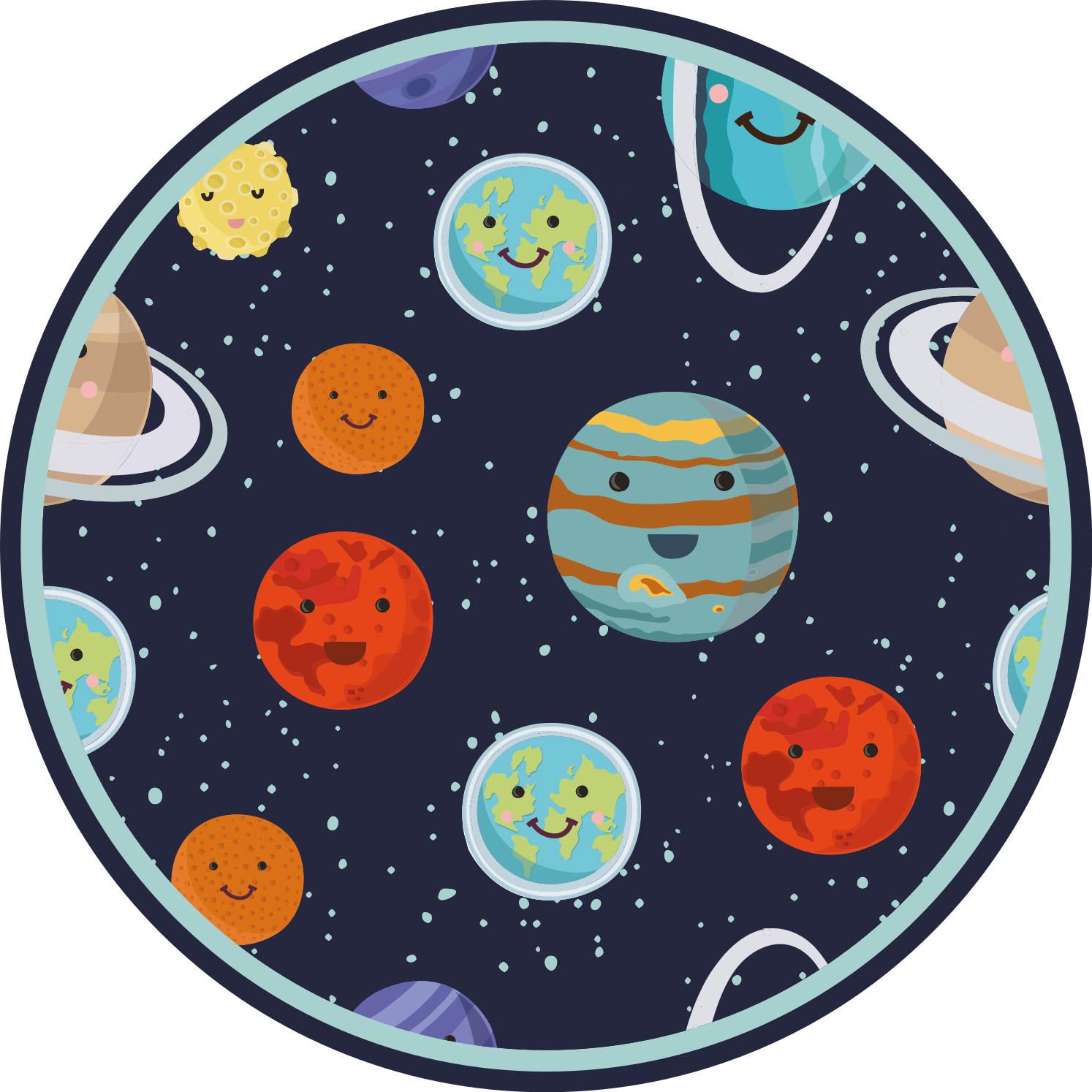 Vinylteppich kindlich Lächelnder planet sonnensystem - TenStickers