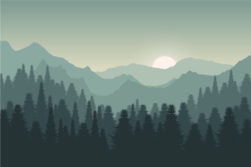 Vinylteppich Natur Berge in der sonne - TenStickers