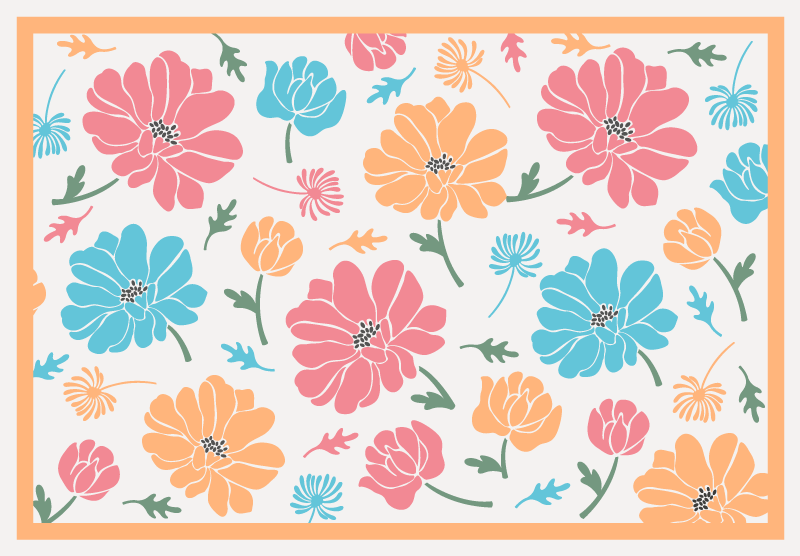 Vinyl Teppich Blumen buntes blumenmuster - TenStickers