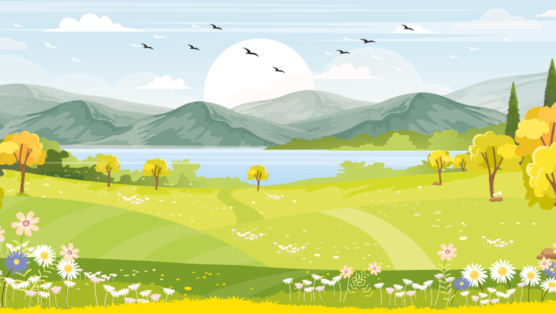 Vinylteppich Natur Cartoon berglandschaft - TenStickers