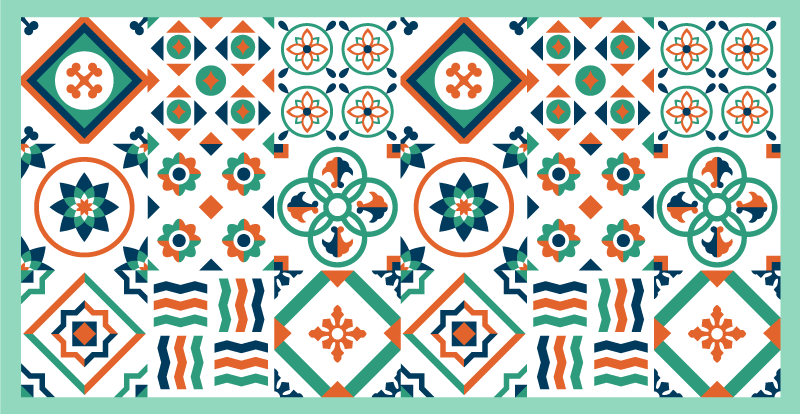 Vinyl Teppich Küche Verschiedene bunte fliesenmuster - TenStickers