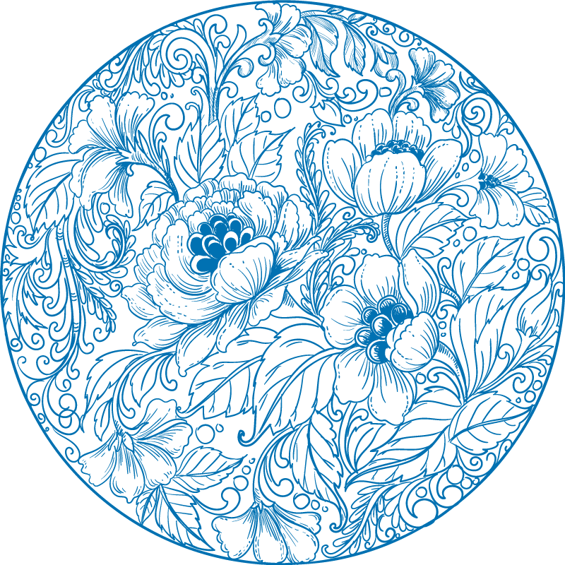 Vinyl Teppich Blumen blumenmuster rund - TenStickers